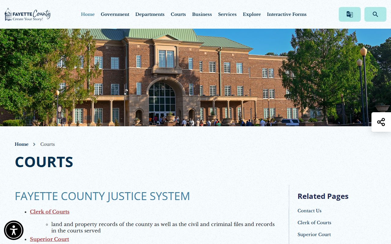 Fayette County court directory and Justice Center context