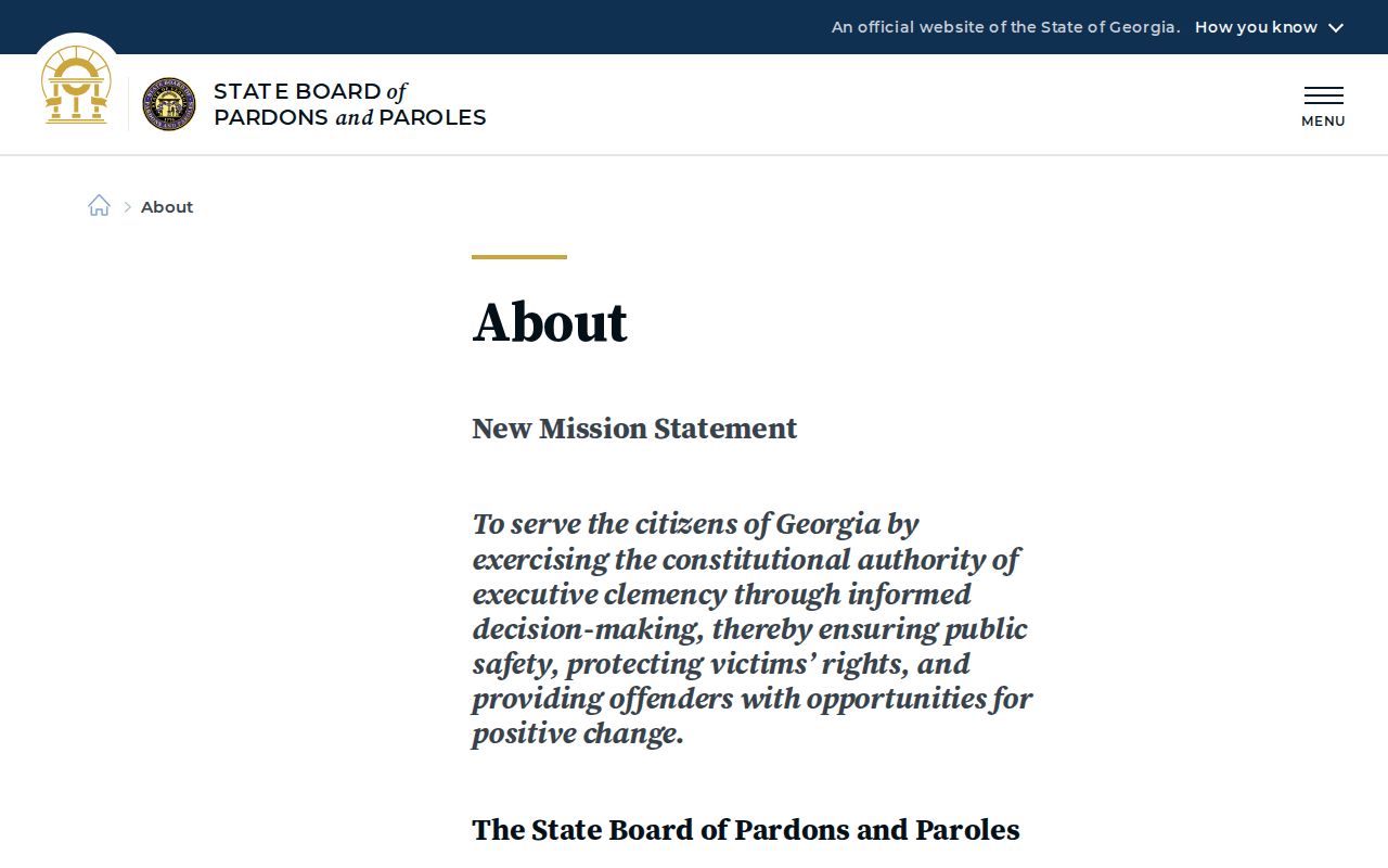 Georgia State Board of Pardons and Paroles authority information
